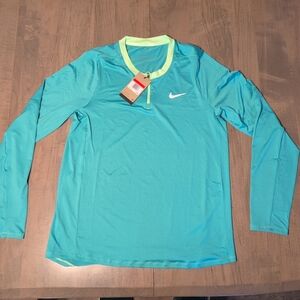 NWT! Nike Court Dri-Fit ADV Long Sleeve Tennis Shirt Mens Large DR6486-392 Teal